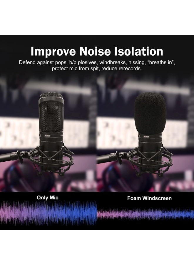 boseen Mic Cover Foam Microphone Windscreen 2PCS Pop Filter for AT2020, AT2020USB+, AT2020USBi, AT2035, AT2050 Recording Condenser Microphones - Image 4