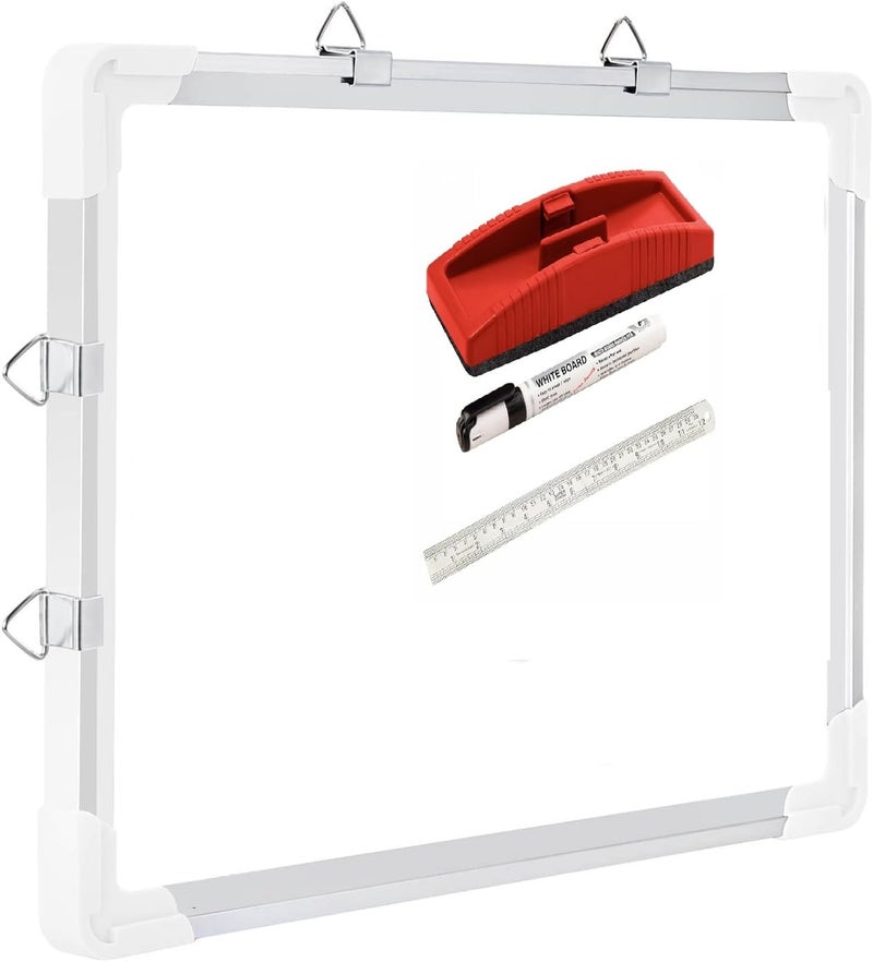 Eclet Non Magnetic 1 X 1 Feet Double Sided White Board and Chalk Board Front Side Whiteboard Marker Surface and Back Side Chalkboard Surface (1 X 1 Feet, Pack of 1 Item) B - Alloy Steel (1 X 1) - Image 1