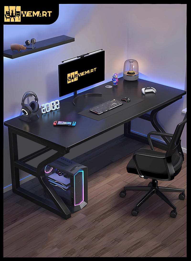 WEMART Gaming Table,Gaming Desk,Solid Gaming Table,C-Shaped Table Legs, Simple Gaming Table, Home Office, Student Study and Writing Table, Black Color Gaming Table, C-Shaped Gaming Table (140*60 cm) - Image 1