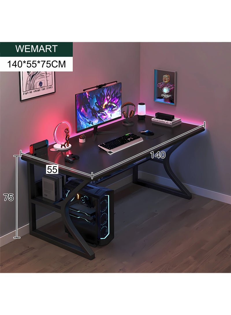 WEMART Gaming Table,Gaming Desk,Solid Gaming Table,C-Shaped Table Legs, Simple Gaming Table, Home Office, Student Study and Writing Table, Black Color Gaming Table, C-Shaped Gaming Table (140*60 cm) - Image 2