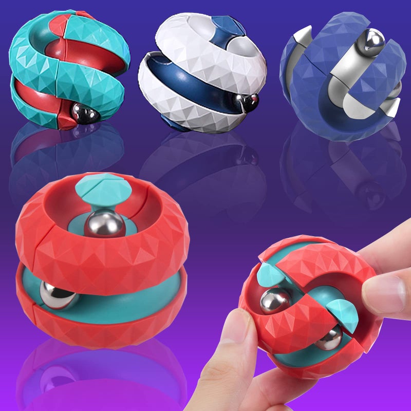 ONCOFAN 4 Pcs Fidget Toys Orbit Ball Toy Pack Novelty Creative Track Infinity Cube Stress Relief Balls Sensory Toys for Autistic ADHD Kids Adults - Image 2