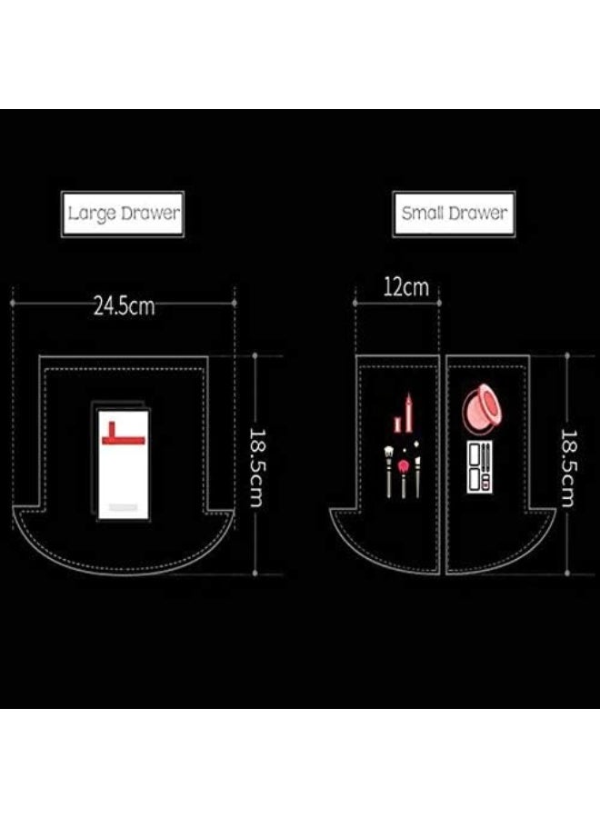 منظم مكياج مع مرآة بإضاءة LED - صندوق تخزين مستحضرات تجميل شفاف مقاوم للغبار مع درجتين للعناية بالبشرة والمكياج والإكسسوارات على طاولة الزينة - Image 4
