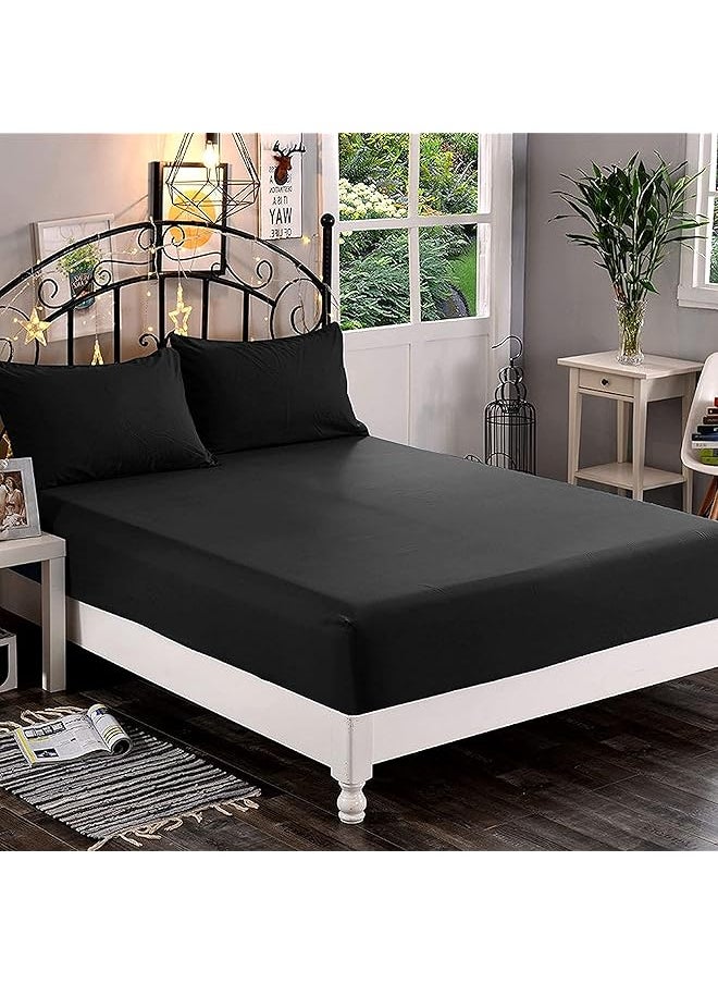Elegant Comfort Premium Hotel Quality 1 Piece Fitted Sheet Luxury And Softest 1500 Thread Count Egyptian Quality Bedding Fitted Sheet Deep Pocket Up To 16Inch Wrinkle And Fade Resistant King Black  - Image 1