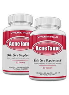 Acne Tame 2 Pack- Clear Skin Supplements Pill- Tablets for Oily Skin Treatment, Spots, Blemishes, & Sebum Control for Women, Men, & Teens…