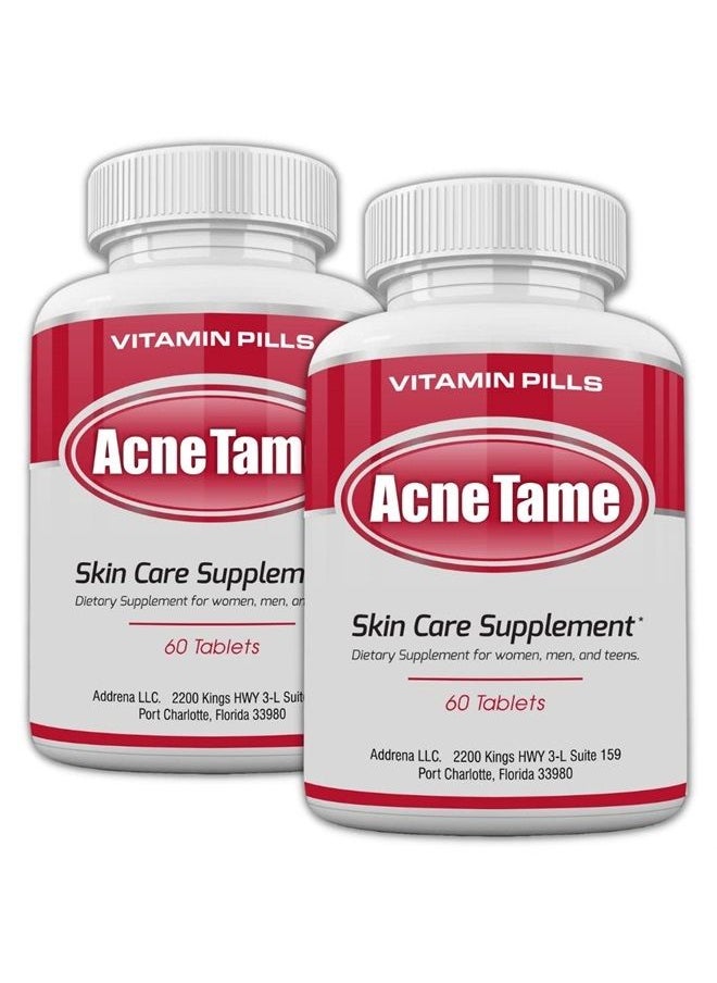 Acnetame - Acne Tame 2 Pack- Clear Skin Supplements Pill- Tablets for Oily Skin Treatment, Spots, Blemishes, & Sebum Control for Women, Men, & Teens… - Image 1