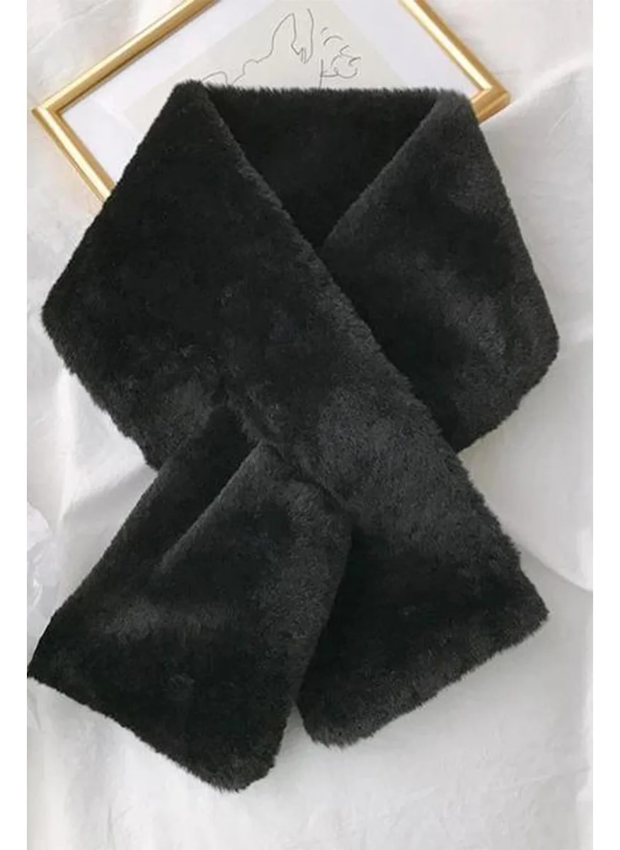 باهلس Black Color Trend Plush Scarf