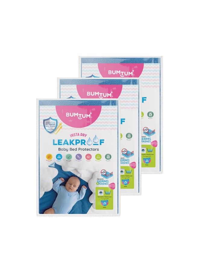 Bumtum Baby Dry Sheet Waterproof Soft Fleece Baby Bed Protector ; Anti Bacterial & Odour Free ; Extra Absorbant Reuseable & Washable (Aqua Blue Large Size 100 * 140Cm Pack Of 3) - Image 2