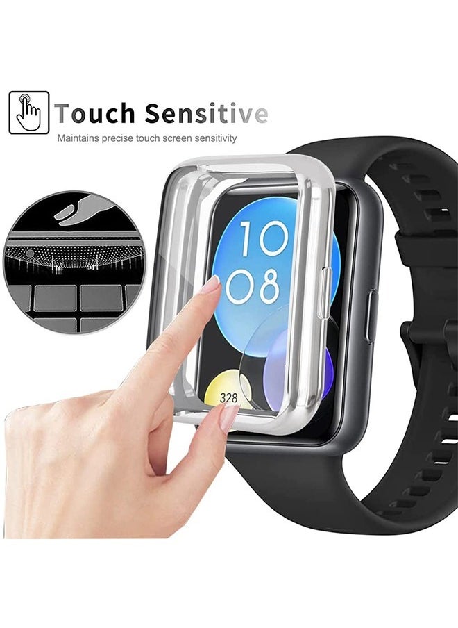 Generic - 3 PCS Huawei Watch Fit 2 Screen Protector Cover, Soft TPU And Fall Resistant Scratch All-Around Protective Sleeve, Electroplated Shell Edge Smartwatch Accessories (Pink+Silver+Gold) - Image 1