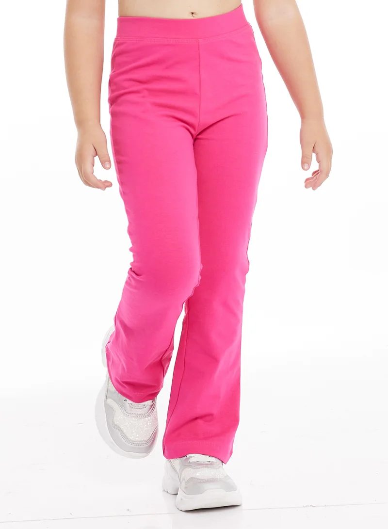 Victor And Jane  Girls’ 2-Piece Outfit Set - (2-8 Years)Tee & Flared Legging - Offwhite & Pink for Women | Best Price UAE