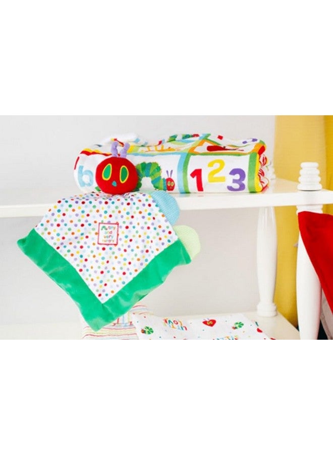 Baby Starters The Very Hungry Caterpillar Snuggle Blanket with Rattle and Crinkle, Green with Colorful Dot, 10 inch Square - Image 3