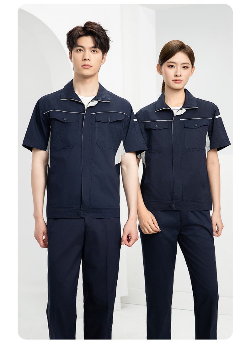 NIBEMINENT Summer Auto Mechanic Uniform Lightweight  Set with Multi-Pockets for Garage Workshop Industrial Breathable Labor - Image 1