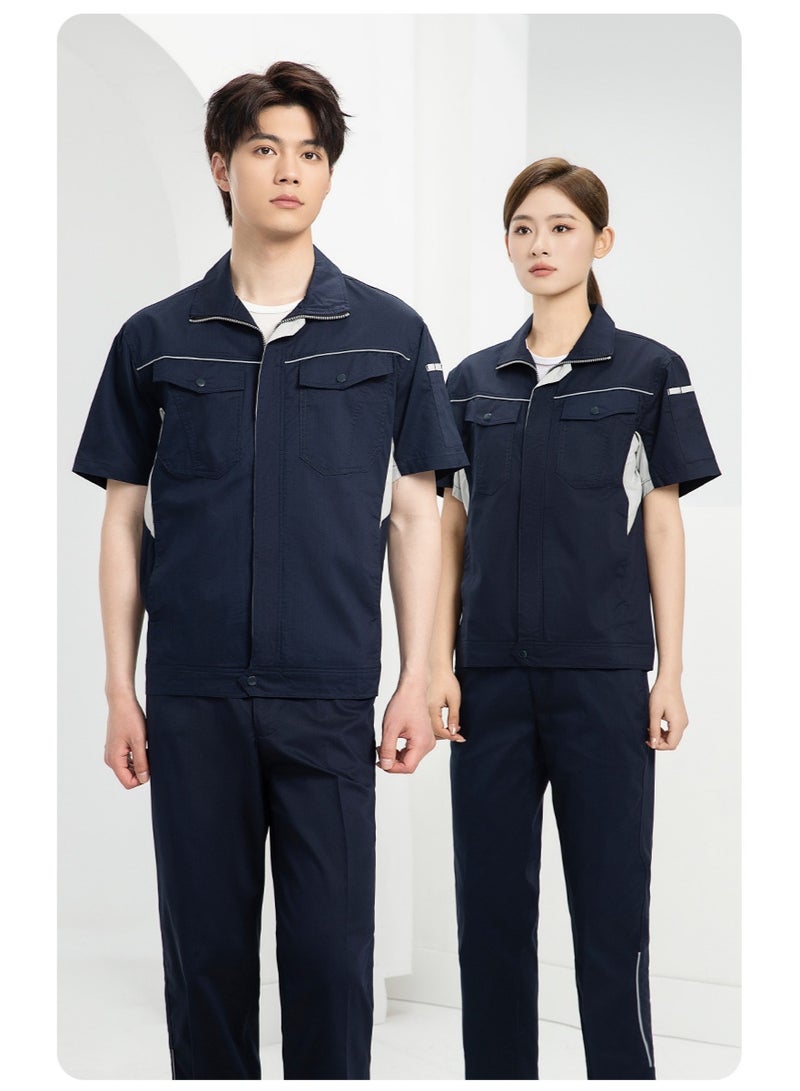 NIBEMINENT Summer Auto Mechanic Uniform Lightweight  Set with Multi-Pockets for Garage Workshop Industrial Breathable Labor - Image 2