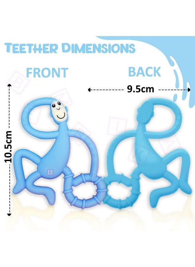 BEMBIKA Baby Teether Toys Monkey Shape Baby Teether Silicone Baby Teether Keys Baby Teether Toothbrush (Blue Color).  - Image 4
