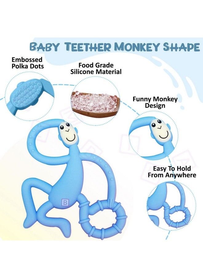 BEMBIKA Baby Teether Toys Monkey Shape Baby Teether Silicone Baby Teether Keys Baby Teether Toothbrush (Blue Color).  - Image 3