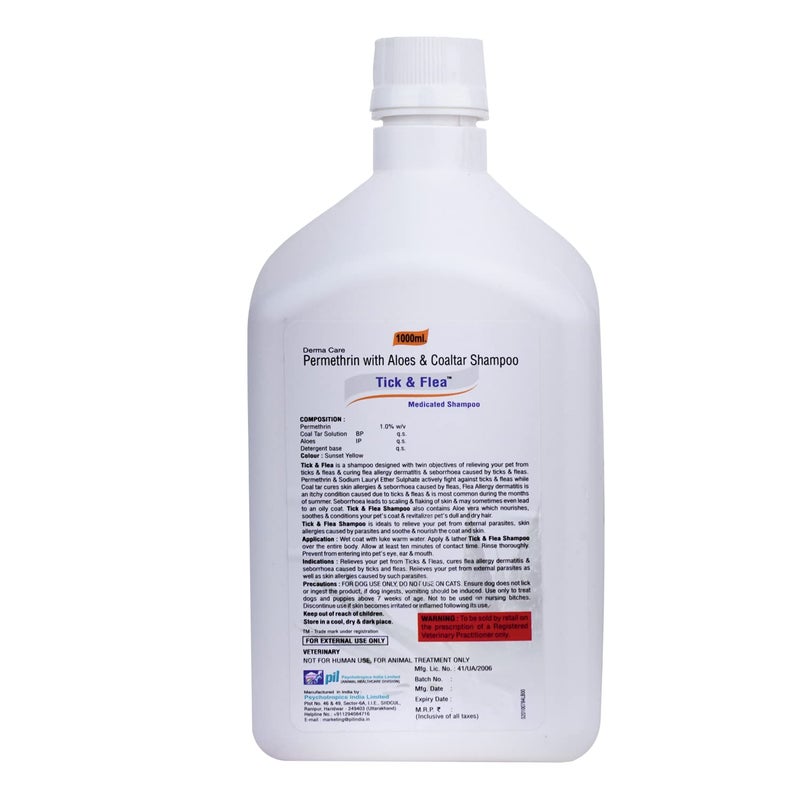 Pil Tick & Flea Dog Shampoo 1000ml | Ditch to Itch Dog Shampoo for Pomeranian, Puppy, Rottweiler Adult, German Shepherd, Labrador and Golden Retriever | Medicated Pet Shampoo for Dogs - Image 2