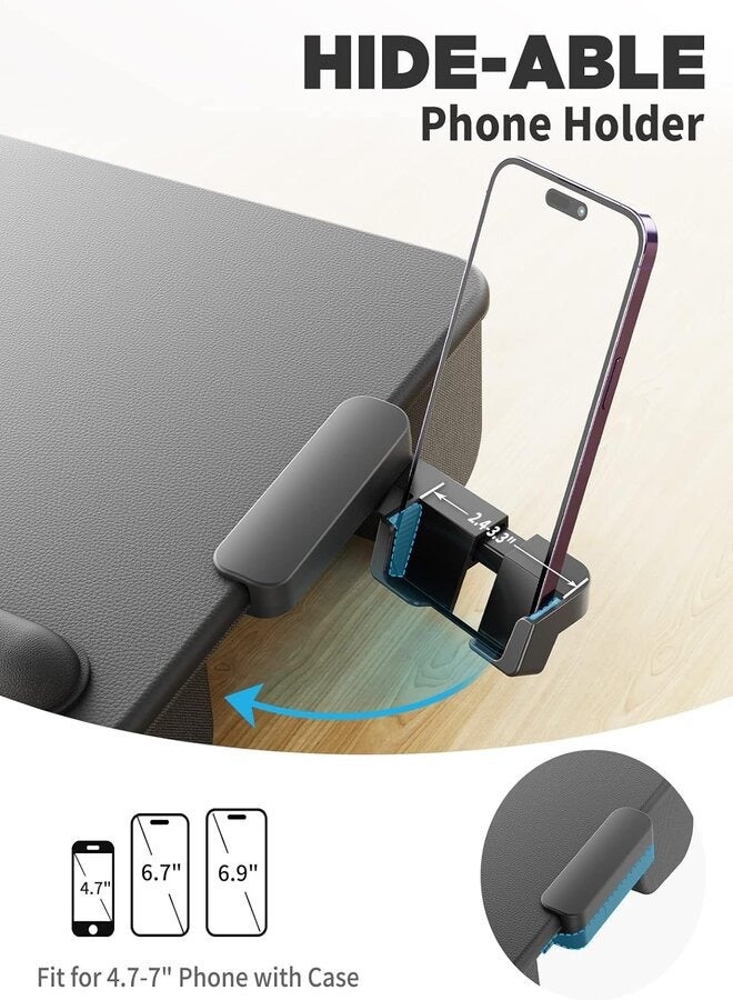 SAIJI Portable Laptop Desk for Bed Fits Up to 17" Laptop Lightweight  with Soft Leather Wrist Pad Storage Drawer - Image 2