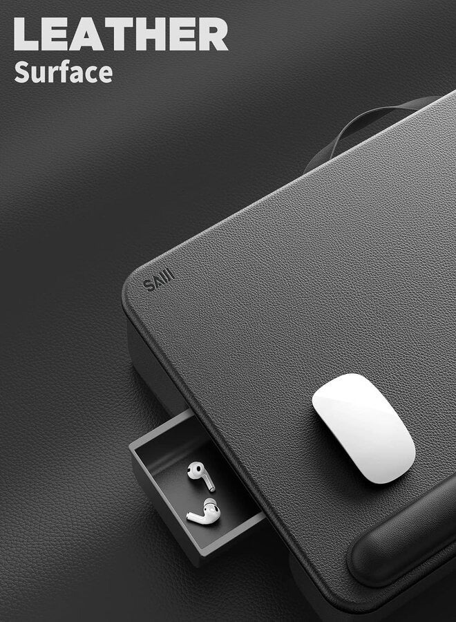 SAIJI Portable Laptop Desk for Bed Fits Up to 17" Laptop Lightweight  with Soft Leather Wrist Pad Storage Drawer - Image 5