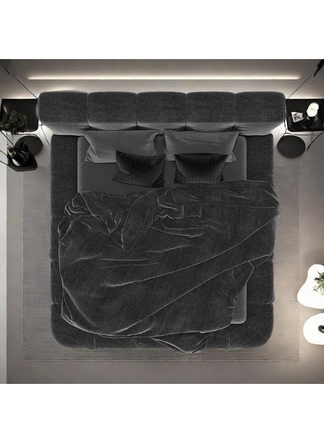 Zayn comforts Modern Velvet Platform Bed Frame in Dark Grey - Image 2