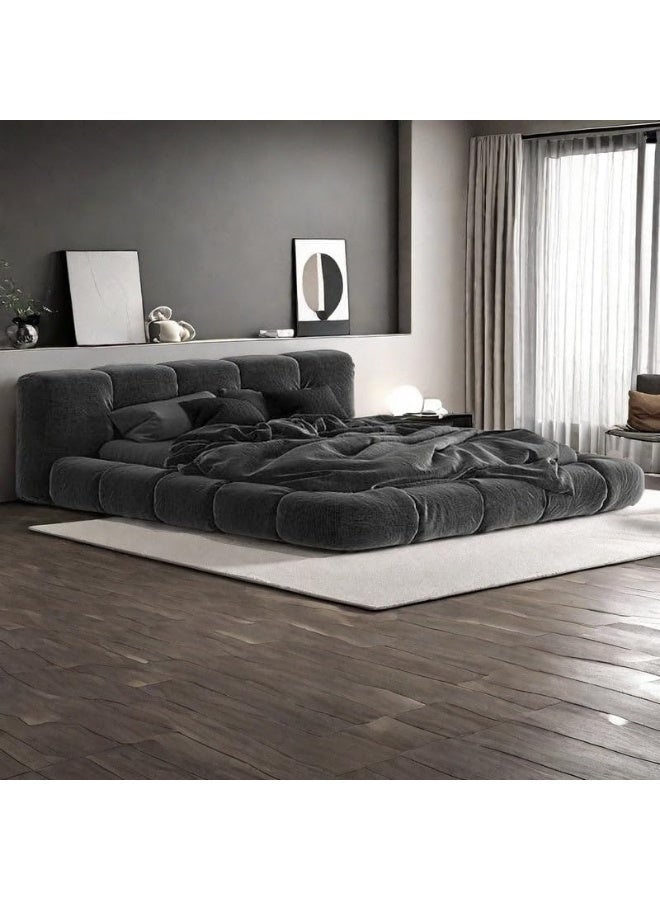 Zayn comforts Modern Velvet Platform Bed Frame in Dark Grey - Image 3