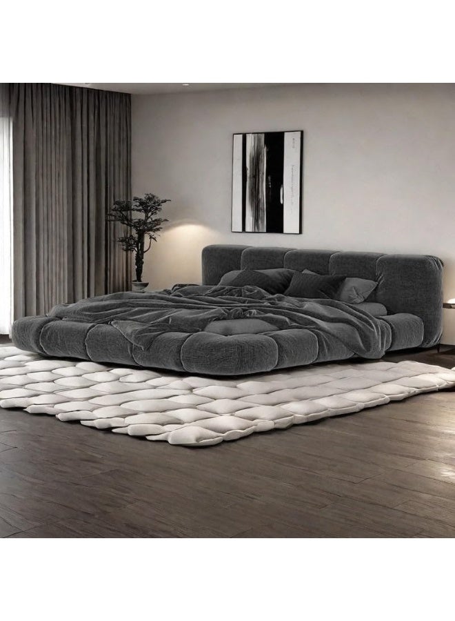 Zayn comforts Modern Velvet Platform Bed Frame in Dark Grey - Image 5