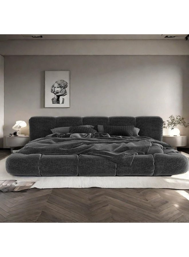 Zayn comforts Modern Velvet Platform Bed Frame in Dark Grey - Image 4