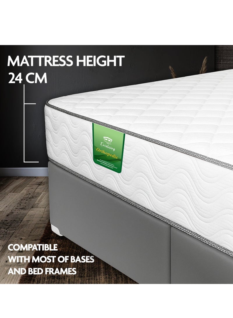 EASELIVING مرتبة أورثوبيديك - مرتبة سرير مزدوجة متوسطة الصلابة بسُمك 24 سم مع قماش قابل للتهوية | مرتبة أورثو بنيل قابلة للعكس مع تخفيف الضغط لجميع أوضاع النوم | ضمان 3 سنوات (120 × 200 سم) - Image 2