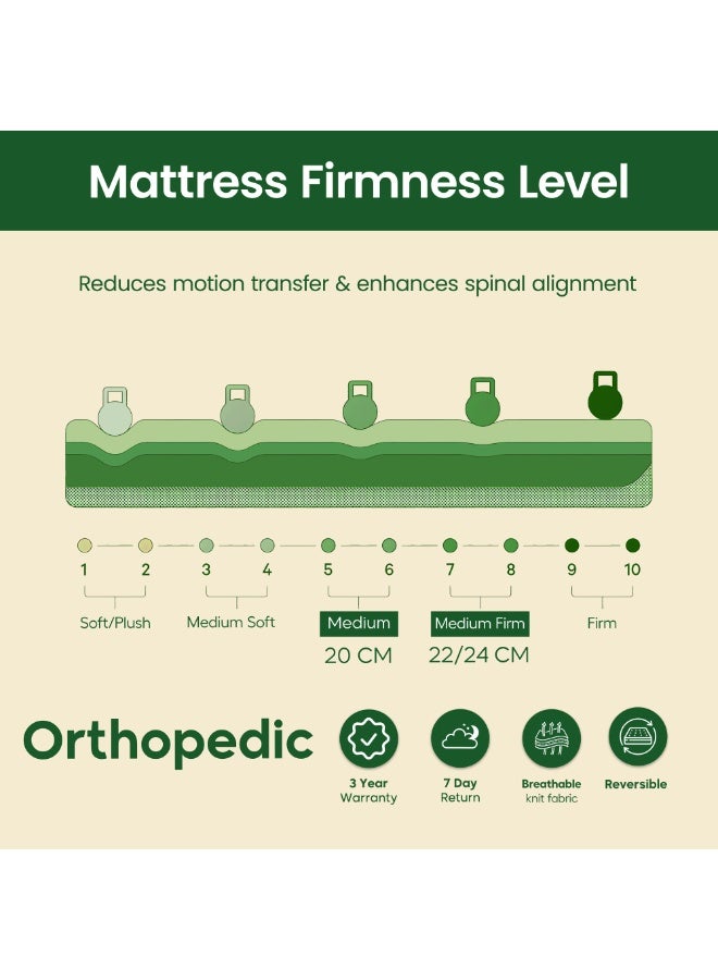 EASELIVING مرتبة أورثوبيديك - مرتبة سرير مزدوجة متوسطة الصلابة بسُمك 24 سم مع قماش قابل للتهوية | مرتبة أورثو بنيل قابلة للعكس مع تخفيف الضغط لجميع أوضاع النوم | ضمان 3 سنوات (120 × 200 سم) - Image 4