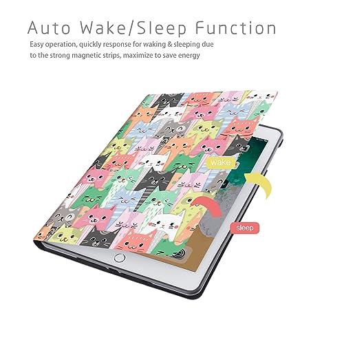 Lokigo Case for iPad 6th/5th Generation 9.7 Inch (2018/2017), iPad Air 2/Air 1 Case for Boys Girls, 9.7 Inch iPadCase Fit for 6th Gen Cover Adjustable Viewing Angles Auto Wake/Sleep, Colord Cats - Image 5