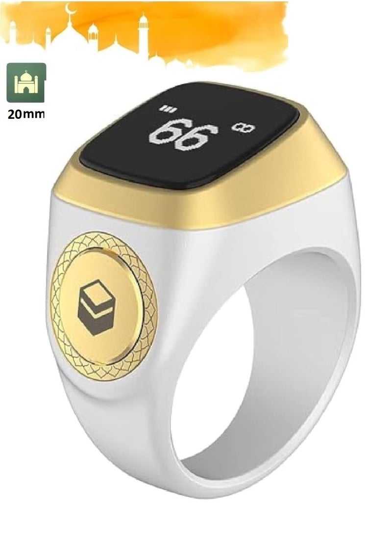 BSTWSH Zikr Ring Smart Ring with Vibration Reminder Tasbih Counter and Bluetooth Connection for Exclusive IQIBLA App and 5 Daily Prayer Reminders, 20 mm - Image 1