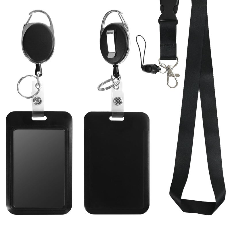 happyhbt Retractable ID Badge Holder with Breakaway Lanyard,Heavy Duty Badge Reel,Detachable Keychain, Cruise Ship Cards Holder,for Nurse Officer Teacher Security Staff Women Men - Image 1