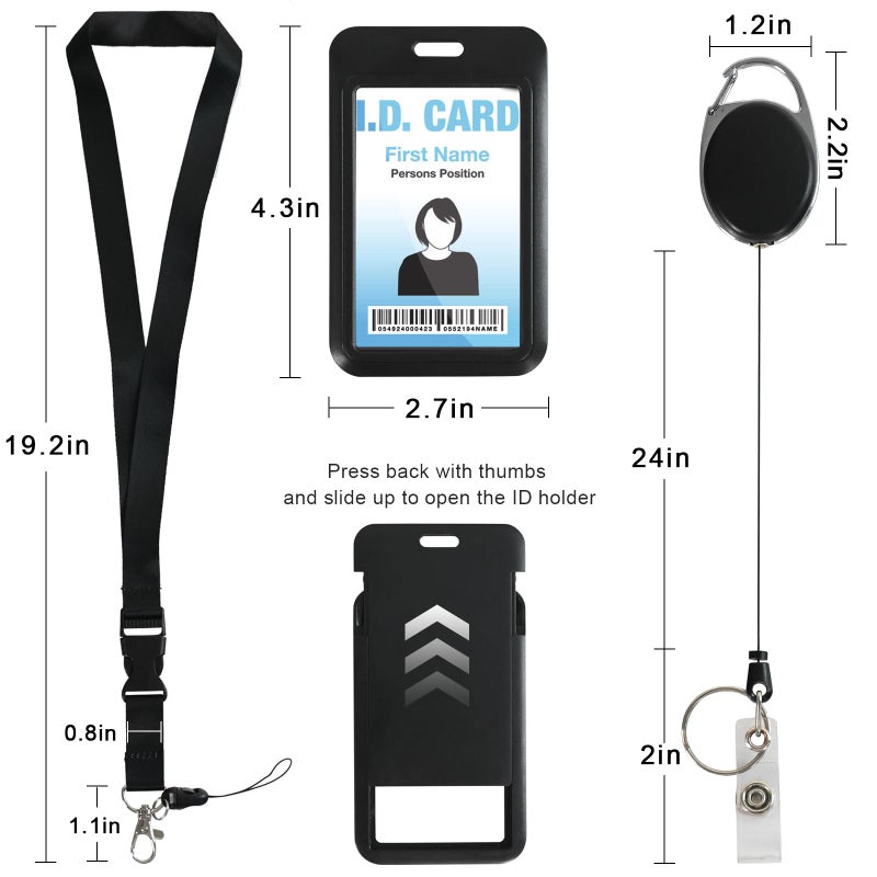 happyhbt Retractable ID Badge Holder with Breakaway Lanyard,Heavy Duty Badge Reel,Detachable Keychain, Cruise Ship Cards Holder,for Nurse Officer Teacher Security Staff Women Men - Image 2