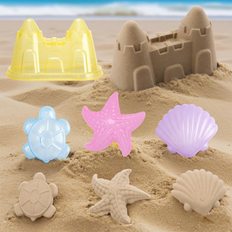 LotFancy 10PCS Sand Toys for Toddlers 1-3 3-5, Pink Beach Toys Set for Girls 18M+, Translucent Sand Castle Molds, Bucket, Sifter, Shovels & Watering Can, Durable Sandbox Toys for Kids - Image 4