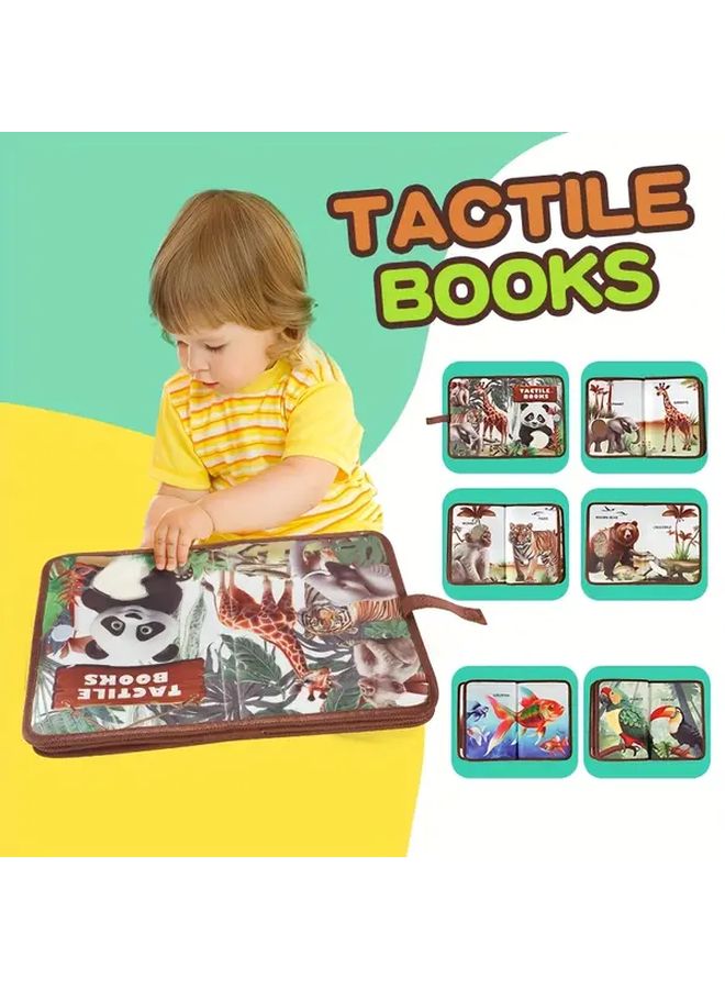 Interactive Animal Touch Book Durable Polyester Textured Pages Sensory Toy - Image 1