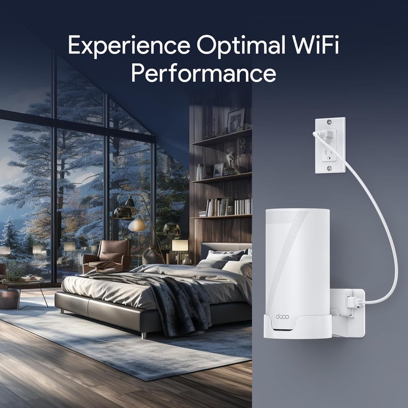 XLTTYWL حامل الحائط ® لشبكة TP-Link Deco WiFi 7، أبيض، 1 قطعة | يناسب Deco B25-Outdoor/BE65-5G/BE75/85/95 & BE17000/22000/33000، ABS متين، تصميم موفر للمساحة، تركيب آمن - Image 3