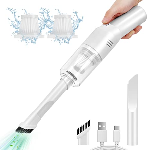 Auloea Wireless Mini Car Vacuum Cleaner(400g) Portable Rechargeable,Handheld Vacuums, Mini but Mighty Dust Busters Cordless Rechargeable,Hand Held Vac for Car/Desk V06/white - Image 1