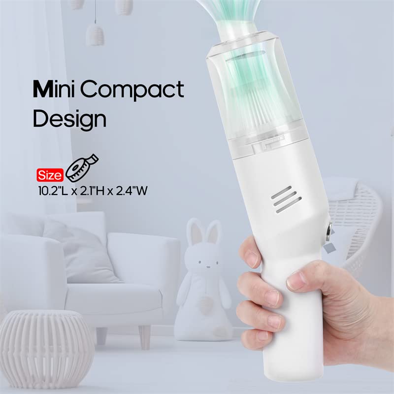 Auloea Wireless Mini Car Vacuum Cleaner(400g) Portable Rechargeable,Handheld Vacuums, Mini but Mighty Dust Busters Cordless Rechargeable,Hand Held Vac for Car/Desk V06/white - Image 2