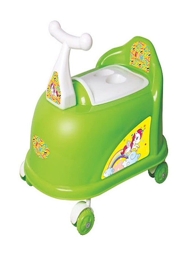 RPC99 Scotty Shape Potty Training seat with Easy Grip Handles, Wheels, Non toxic Material Comfortable seat for 2+ years Kids (Green) - Image 1