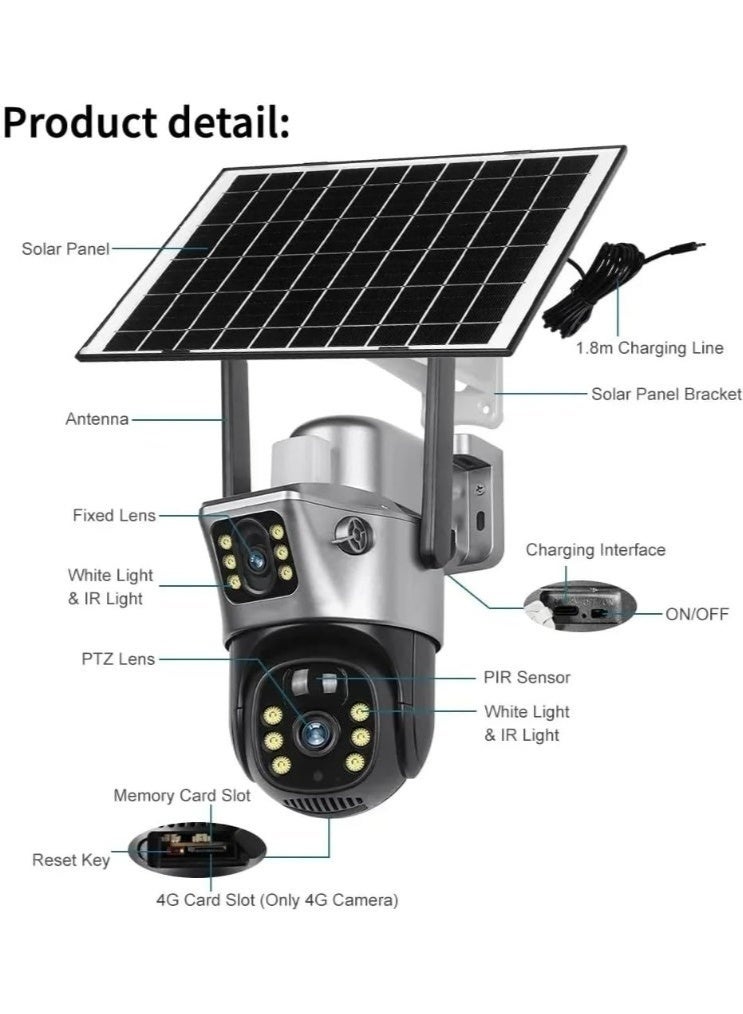 ELTRAZONE V380 Pro Dual-Lens Solar Security Camera – 4G Wireless, Pan-Tilt Control, AI Tracking, Full-Color Night Vision, Motion Alerts, IP66 Waterproof Outdoor Surveillance, Black - Image 2