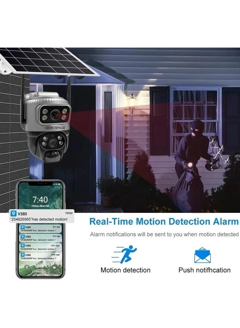 ELTRAZONE V380 Pro Dual-Lens Solar Security Camera – 4G Wireless, Pan-Tilt Control, AI Tracking, Full-Color Night Vision, Motion Alerts, IP66 Waterproof Outdoor Surveillance, Black - Image 4