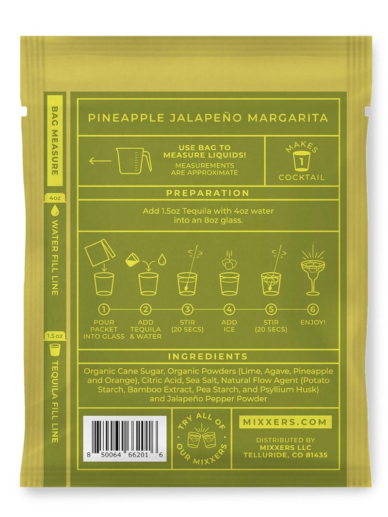 Mixxers Spicy Pineapple Jalapeno Margarita Premium Cocktail Mix Packets, Easy On the Go Vegan & Gluten Free Mixers, 5 Count (Pack of 1) - Image 2
