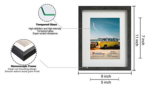 VIOLABBEY 8x10 Picture Frame Black Set of 2, Photo Frame 5 by 7 Inch with Mat or 8x10 Inch without Mat, Wall or Tabletop Display, Semi Tempered Glass - Image 4