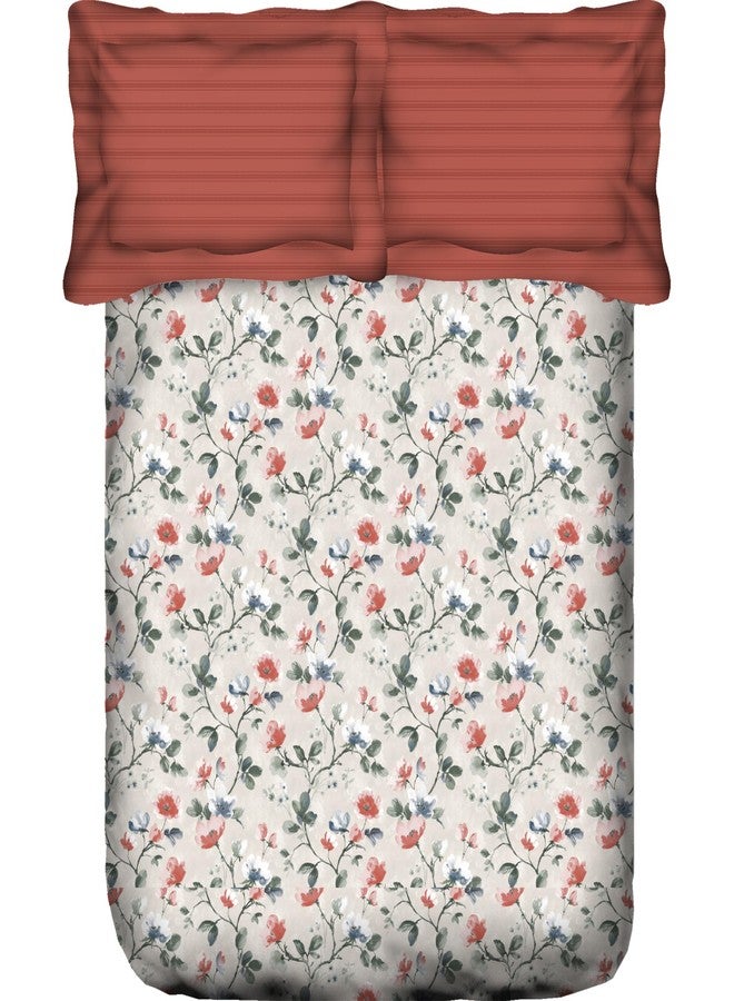 Trident Bedsheet for Double Bed, 210 TC 100% Cotton bedsheet Set (1 King Bedsheet and 2 Standard Pillow Covers) Super Soft, House of Bloom Collection-Flora Archive - Image 5