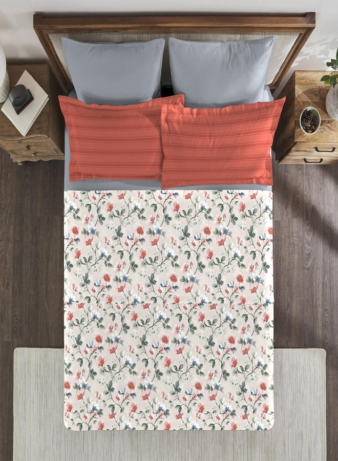 Trident Bedsheet for Double Bed, 210 TC 100% Cotton bedsheet Set (1 King Bedsheet and 2 Standard Pillow Covers) Super Soft, House of Bloom Collection-Flora Archive - Image 3