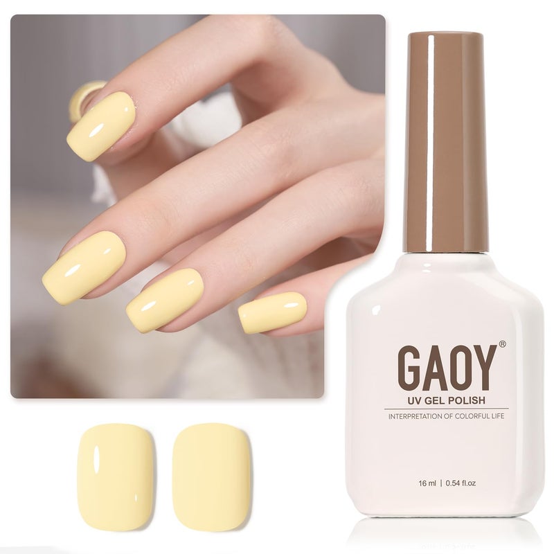 GAOY Pastel Yellow Gel Nail Polish, 16ml Soak Off Gel Polish, UV Light Cure for Nail Art DIY Manicure at Home, 1997 Pastel Yellow - Image 1