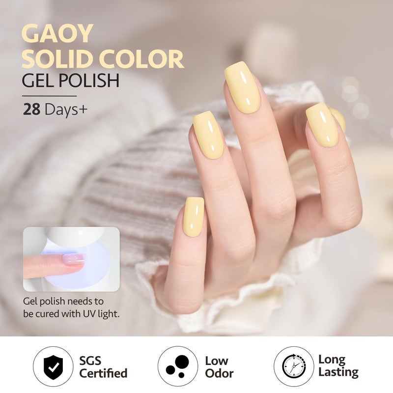 GAOY Pastel Yellow Gel Nail Polish, 16ml Soak Off Gel Polish, UV Light Cure for Nail Art DIY Manicure at Home, 1997 Pastel Yellow - Image 5