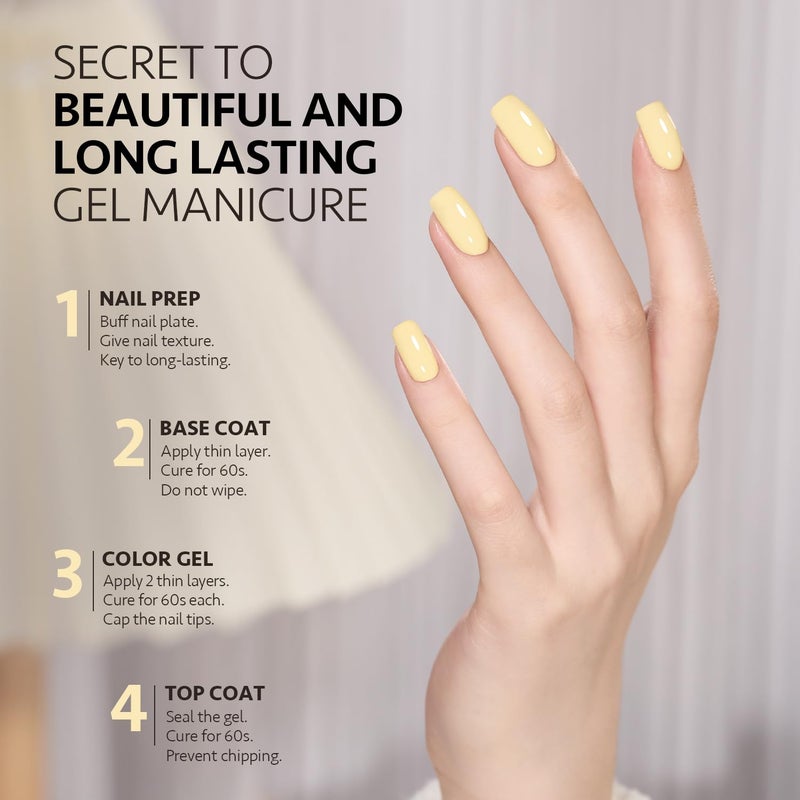 GAOY Pastel Yellow Gel Nail Polish, 16ml Soak Off Gel Polish, UV Light Cure for Nail Art DIY Manicure at Home, 1997 Pastel Yellow - Image 4