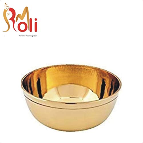 ROLIMOLI Brass Puja Katori Traditional Gold Finish Decorative Bowl for Religious Rituals Home Temple Pooja Offering Container (Gold) - Image 3
