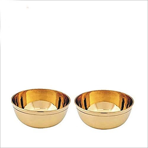 ROLIMOLI Brass Puja Katori Traditional Gold Finish Decorative Bowl for Religious Rituals Home Temple Pooja Offering Container (Gold) - Image 1
