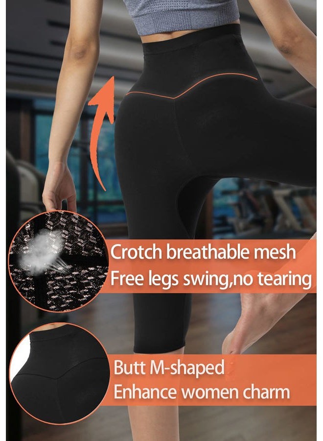QZSH Sauna Pants Women Sweat Capris Slimming Leggings,Mesh Crotch,High Waist Workout Body Shaper Suits - Image 3