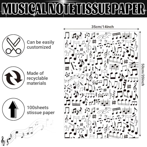 Bolsome 100 Sheets 20 14 Inches Musical Note Tissue Paper Music Design Gift Wrapping Tissue for Birthday Baby Shower Wedding Christmas Music Concert 50s Theme Party DIY Craft - Image 5